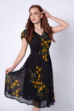 Load image into Gallery viewer, Sadie Black & Mustard Floral Dress