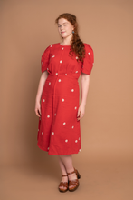 Load image into Gallery viewer, Rachel Red &amp; Daisy Linen Dress