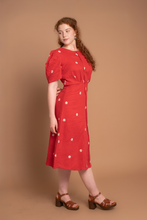 Load image into Gallery viewer, Rachel Red &amp; Daisy Linen Dress