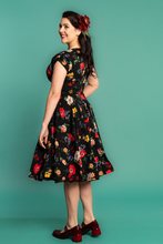 Load image into Gallery viewer, Viola Black &amp; Red Floral Dress