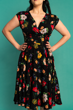 Load image into Gallery viewer, Viola Black &amp; Red Floral Dress