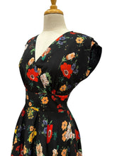 Load image into Gallery viewer, Viola Black &amp; Red Floral Dress
