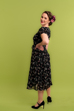 Load image into Gallery viewer, Fiorella Corset Black &amp; Pink Floral Dress