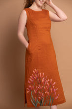 Load image into Gallery viewer, Kangaroo Paws Rust Orange Hand-Painted Maxi Dress