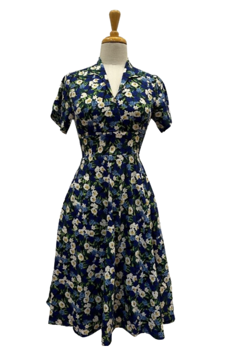 Darby Cobalt & Cream Floral Dress