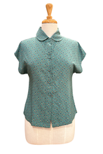 Load image into Gallery viewer, Minki Turquoise Petite Floral Blouse