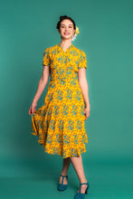 Load image into Gallery viewer, Jenny Mustard &amp; Turquoise Floral Dress