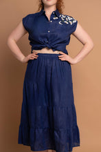 Load image into Gallery viewer, Petal Cobalt Hand Embroidered Skirt