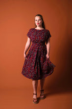 Load image into Gallery viewer, Annie Burgundy &amp; Green Floral Dress