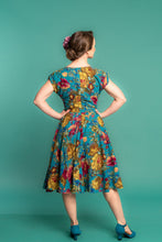 Load image into Gallery viewer, Viola Teal Floral Linen Dress