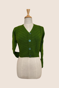 Green V Neck Cardigan