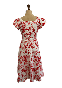 Astrid Red & Cream Tulip Linen Dress