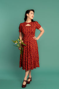 Ginger Red & Mustard Petite Floral Dress