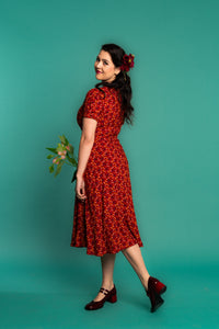Ginger Red & Mustard Petite Floral Dress
