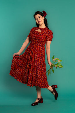 Ginger Red & Mustard Petite Floral Dress
