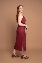 Load image into Gallery viewer, Magnolia Burgundy Linen Maxi Dress