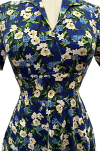 Darby Cobalt & Cream Floral Dress