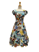 Load image into Gallery viewer, Astrid Blue &amp; Cream Tropical Dress