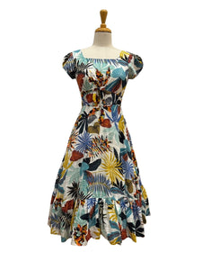 Astrid Blue & Cream Tropical Dress