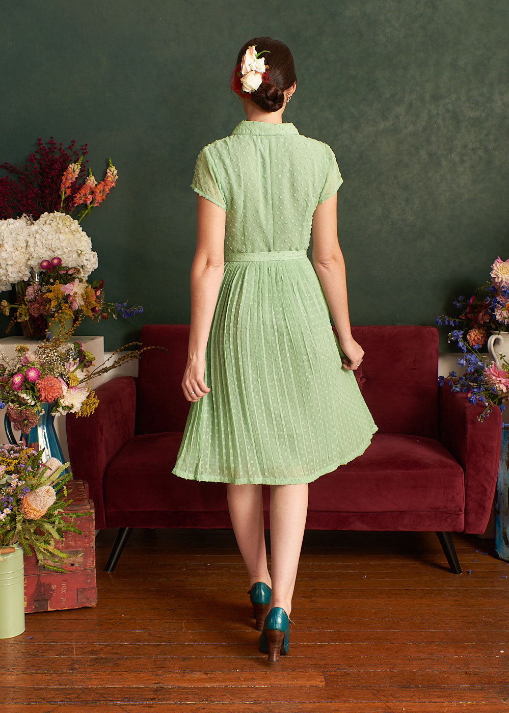 Camille Pastel Green Dots Dress Elise Design Camille Pastel Green Dots Dress Elise Design