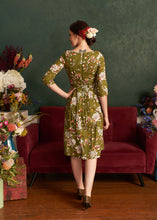 Load image into Gallery viewer, Verneta Green &amp; Red Floral Dress