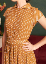 Load image into Gallery viewer, Camille Bronze &amp; Cream Polka Dot Dress
