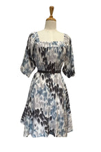 Load image into Gallery viewer, Watercolour Grey Pleated Dress 3/4 Sleeve