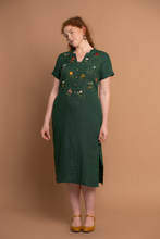Load image into Gallery viewer, Clover Bottle Green Hand Embroidered Dress