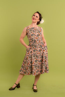 Bee Monstera Floral Linen Dress