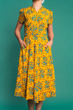 Load image into Gallery viewer, Jenny Mustard &amp; Turquoise Floral Dress
