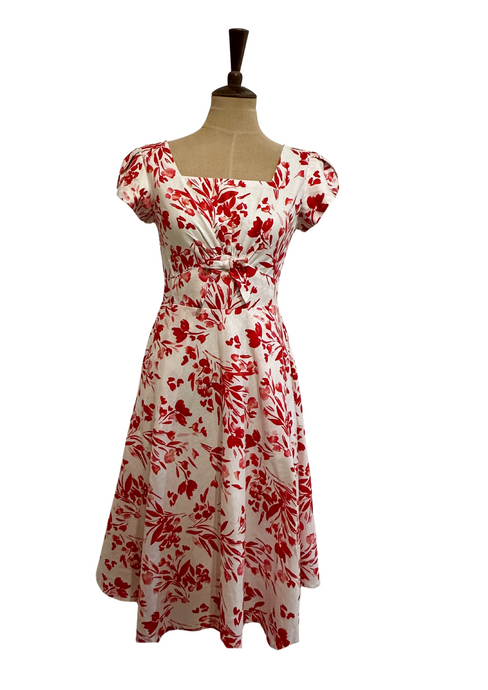 Astrid Red & Cream Tulip Linen Dress