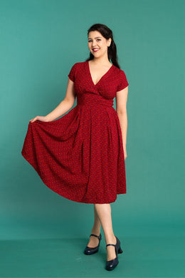 Enchanted Red And Mustard Petite Floral Dress