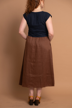 Load image into Gallery viewer, Cosmos Brown Linen Embroidery Skirt