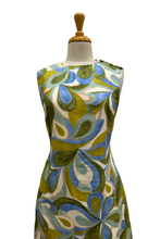 Load image into Gallery viewer, Malia Blue Geometric Linen Dress
