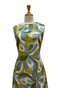Malia Blue Geometric Linen Dress