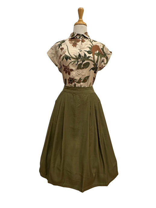 Minki Green & Brown Parrot Blouse
