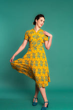 Load image into Gallery viewer, Jenny Mustard &amp; Turquoise Floral Dress