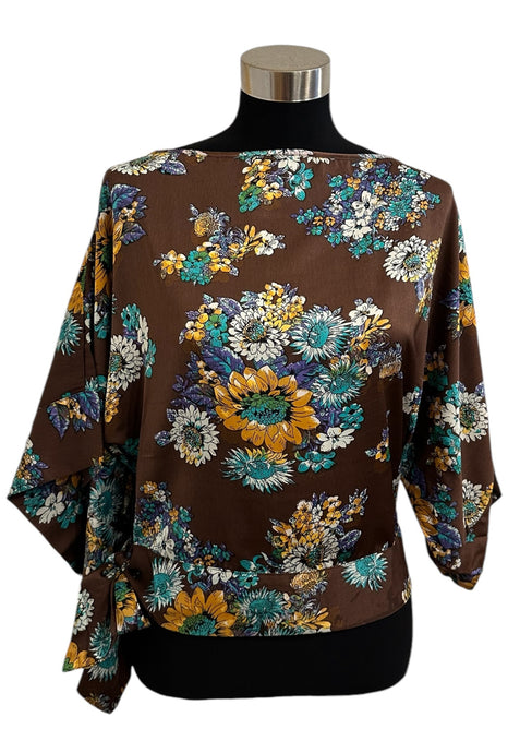 Kimono Blouse - Brown Floral