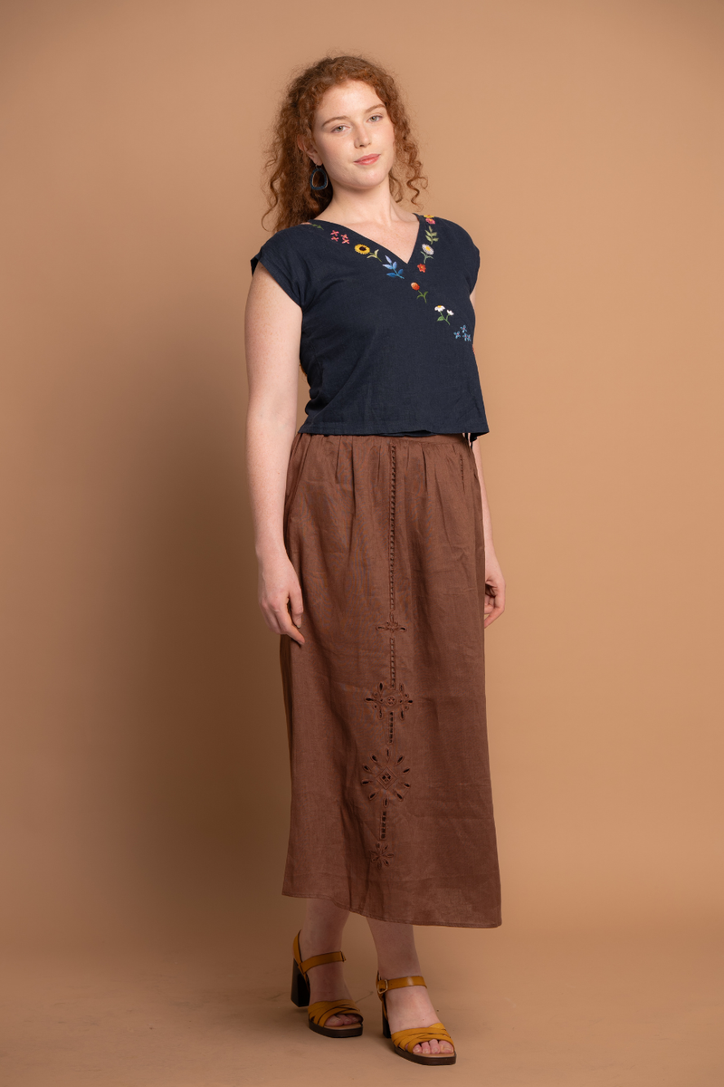 Shiloh Navy Hand Embroidered Top – Elise Design