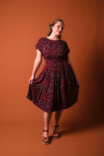 Load image into Gallery viewer, Annie Burgundy &amp; Green Floral Dress