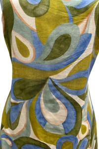 Malia Blue Geometric Linen Dress
