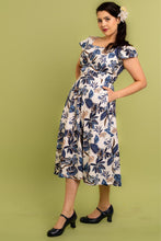 Load image into Gallery viewer, Astrid Navy &amp; Cream Monsteria Dress