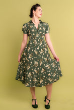 Load image into Gallery viewer, Harlow Green &amp; Cream Floral Dress