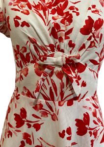 Astrid Red & Cream Tulip Linen Dress