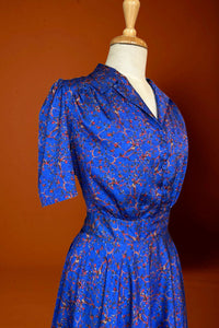 Farah Cobalt & Red Berries Dress