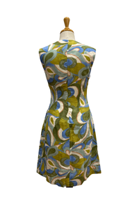 Malia Blue Geometric Linen Dress