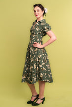 Load image into Gallery viewer, Harlow Green &amp; Cream Floral Dress