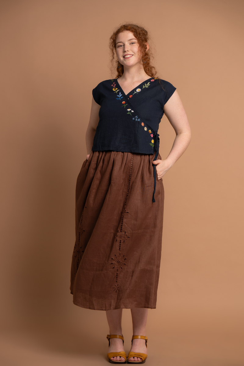 Shiloh Navy Hand Embroidered Top – Elise Design