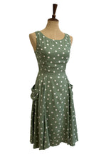 Load image into Gallery viewer, Chita Green &amp; Cream Polka Dot Linen Dress