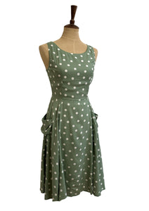 Chita Green & Cream Polka Dot Linen Dress